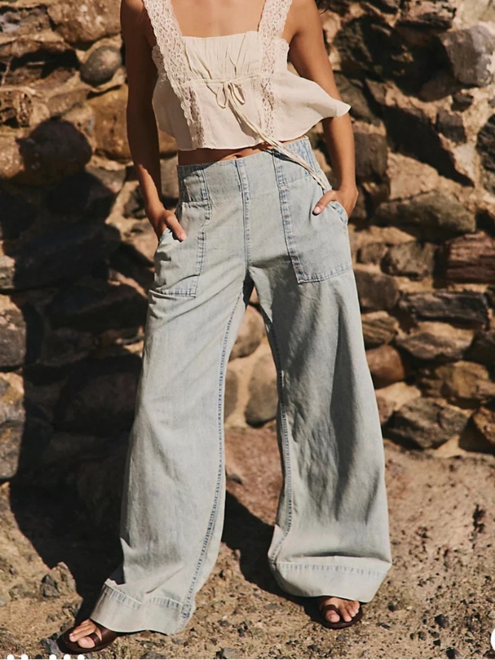 We The Free Breezy pull on  Wide Leg Pants Dusk Sz L